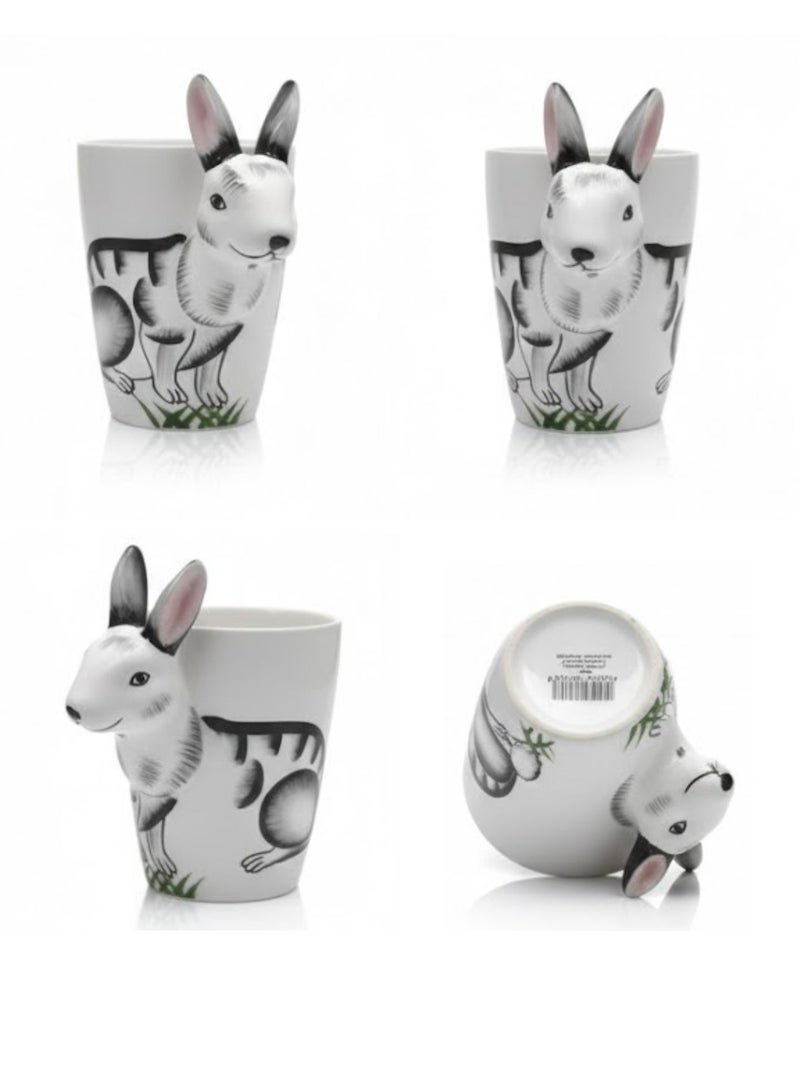 SOLARAE 3D Rabbit-Themed Ceramic Mug – Unique Animal Handle Coffee Cup - Image 5